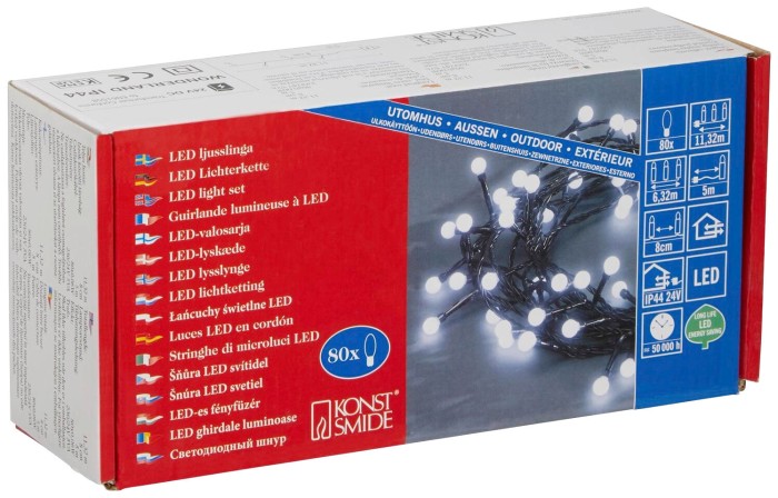 Konstmide LED Lichterkette, 6.32 m, 80 LEDs, kaltweiß, 3691-207